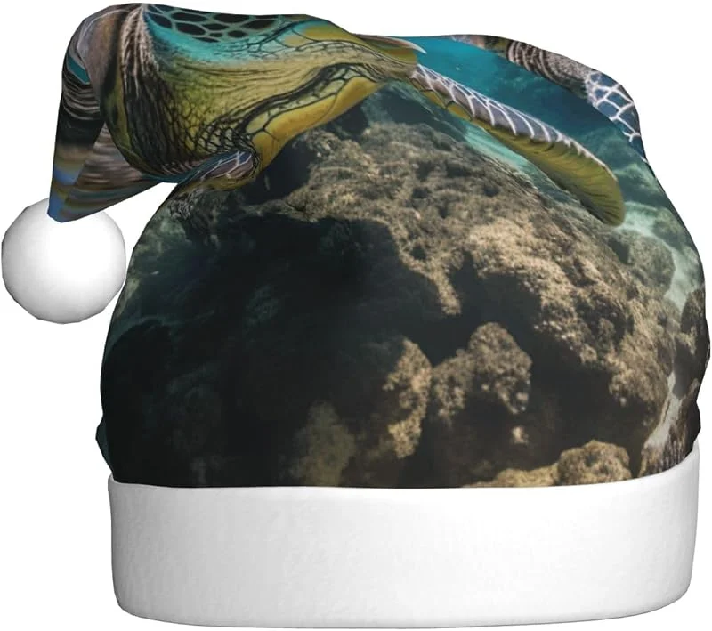 Marke: Tamiger Lord Howe Island Sea Turtle Print Weihnachtsmützen saisonal festlich — Weihnachtsmode