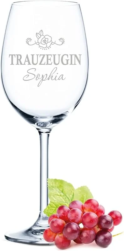 Besuche den GRAVURZEILE-Store GRAVURZEILE Weinglas mit Gravur - Trauzeugin - Personalisiert mit Name - Geschenk für Freundin Schwester zur Hochzeitsfeier - Geschenk zur Hochzeit oder Verlobung — Wein und Festtafel