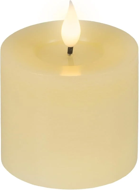 Marke: Lumineo Lumineo LED Kerze 7, 5x9, 5cm mit Timer - Wachs Flacker-Effekt Creme Warmweiß — Kerzenlicht Abendessen