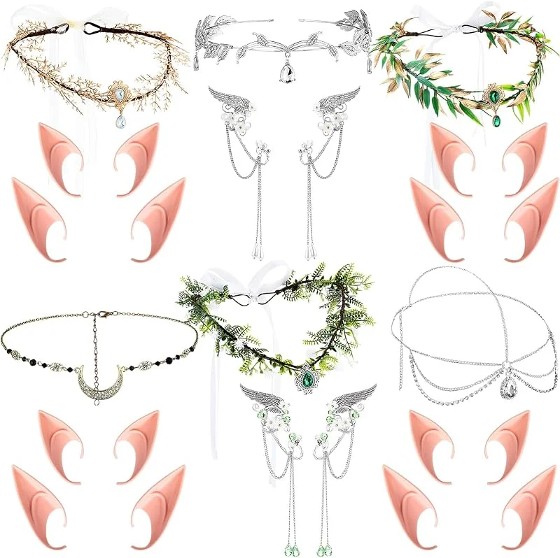 Marke: Landical Landical 6 Sets Halloween Elfen Cosplay Set Elfenohren Blume Krone Stirnband — Weihnachtsmode