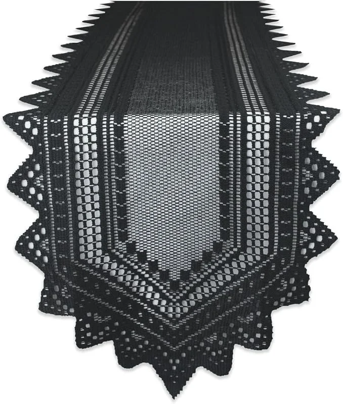 Marke: DII DII Tabletop Collection, Schwarzer Spitzen-Tischläufer, Gothic, Halloween-Dekoration, 35, 6 x 183, 9 cm, Schwarz — Küche & Haushalt