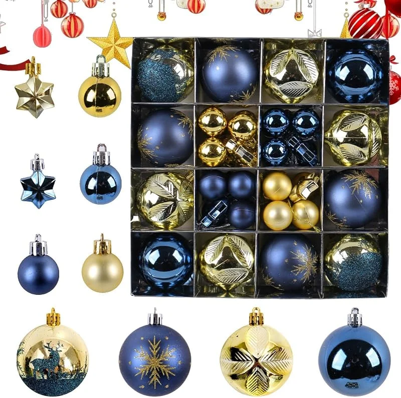 Marke: Generisch Weihnachtsbaumschmuck-Set, 44 Kugeln, wiederverwendbar, Anhänger — Weihnachtsdeko