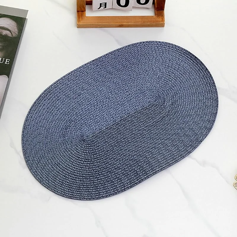 Besuche den Epinki-Store Epinki Tischset Weihnachten Vintage Oval, 2er Set 45x30CM Platzdeckchen rutschfest Oval Welle Hitzebeständige aus PP, Tischmatten Set Abwaschbar Marineblau für Restaurant Speisetisch — Küche & Haushalt