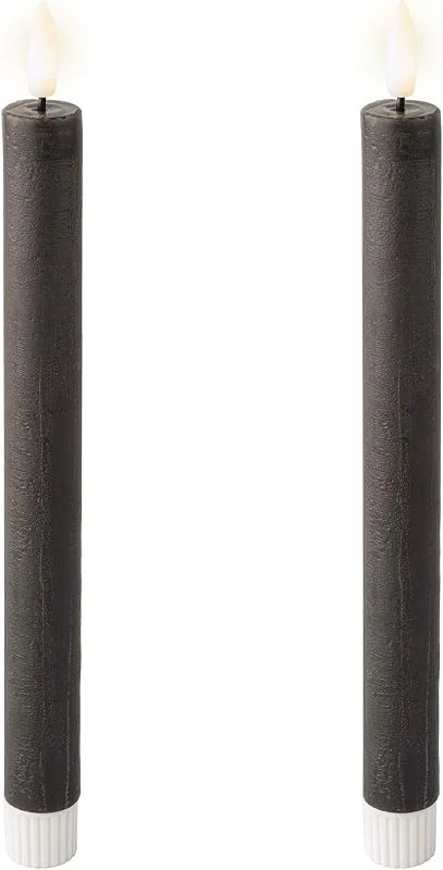 Marke: Lumineo Lumineo LED Kerzen mit Timerfunktion 24cm Wachs - 2er Set Echtwachskerzen batteriebetrieben - flackernde Flamme Effekt - Wachskerzen Stabkerzen Rustik Dunkelgrau Warmweiß — Kerzenlicht Abendessen