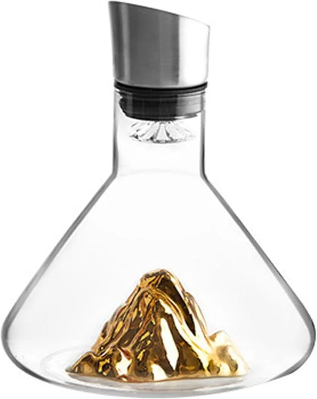 Marke: DAGLLGEW Weindekanter, 1500 ml Gold Mountain Weindekanter mit Belüfter, bleifreies Kristallglas, verstärkt und verbessert Geschmack und Aromen mit Belüfter — Wein und Festtafel