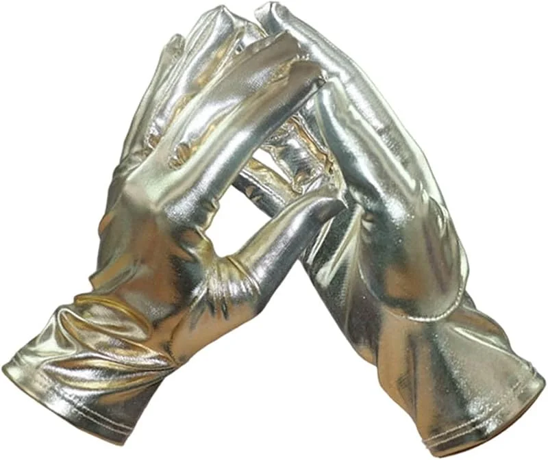 Marke: Generisch Generisch Kurze Handschuhe Für Damen, Metallic Glitzer Handschuhe Shine Zubehör Gloves Prinzessin Show Tänzerin Flapper Girl Diva Abendkleid Kostüm Karneval Junggesellenabschied Mottoparty — Weihnachtsmode