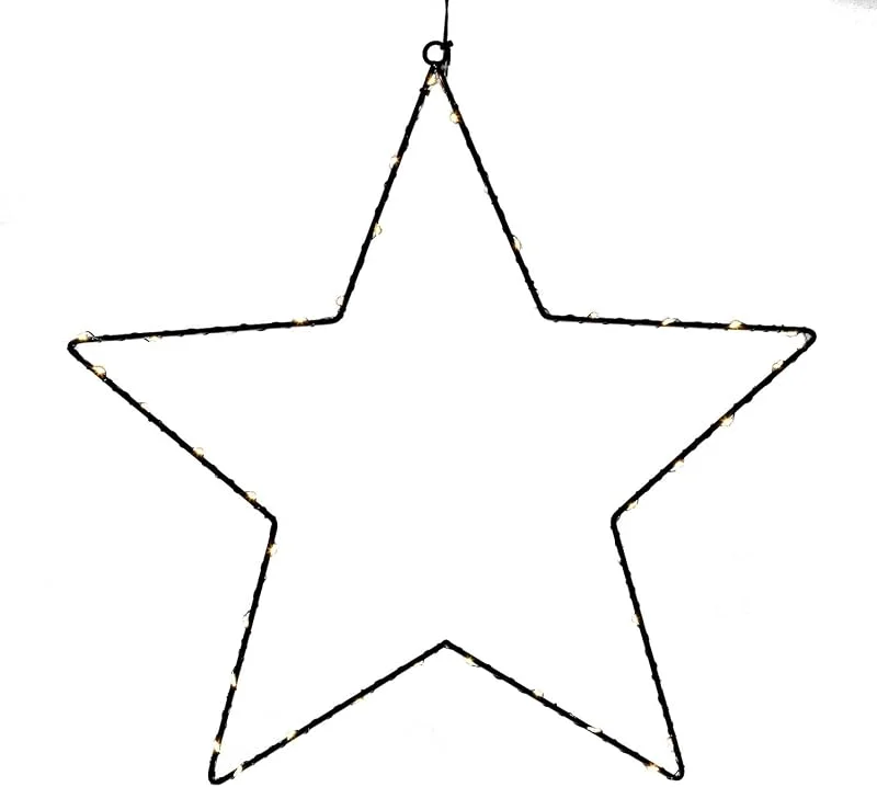 Besuche den Spetebo-Store Metall Stern Fensterbild zum Hängen 40 cm schwarz für Außen mit Timer - 40 LED – Weihnachtsstern Silhouette warm weiß beleuchtet batteriebetrieben - Weihnachten Advent Wandbild Deko Leuchte — Weihnachtsdeko