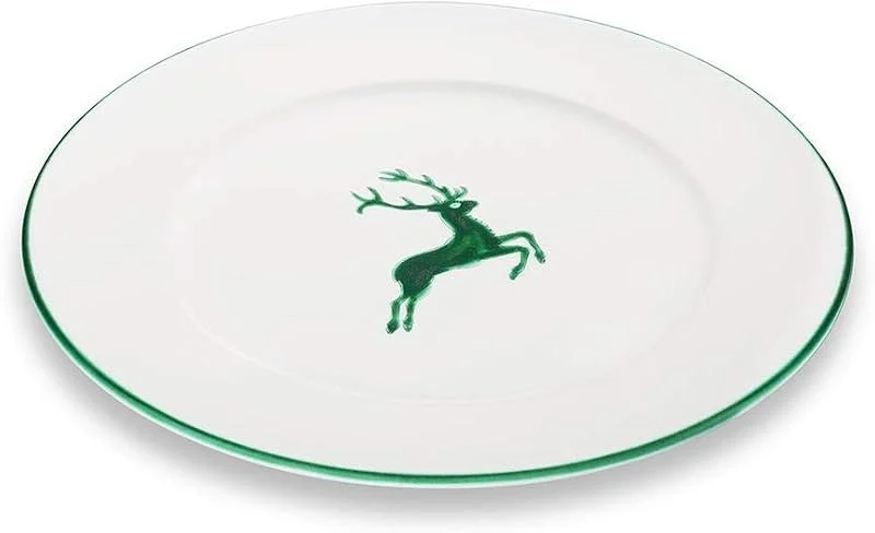 Besuche den GMUNDNER KERAMIK-Store GMUNDNER KERAMIK Speiseteller Gourmet Durchmesser : 29 cm grüner Hirsch Geschirr, handgemacht in Österreich — Advent und Tisch