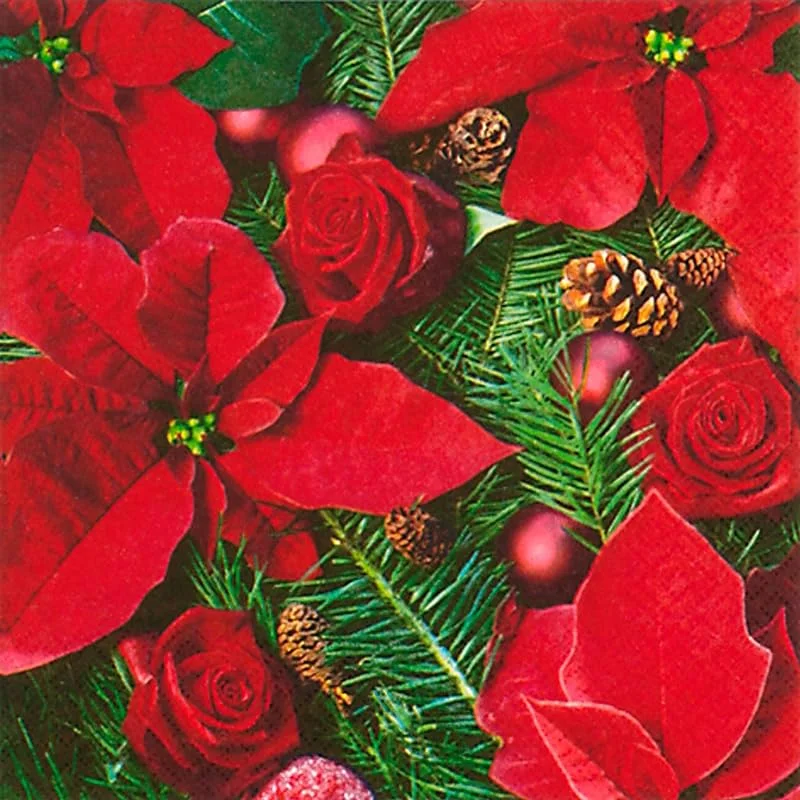 Marke: ti-flair Servietten Papier 33x33cm 20 Stück Weihnachtsstern Motiv - hochwertig & nachhaltig - Einweg Weihnachtsservietten 3-lagig - Papierservietten für Weihnachten Gastronomie Alltag - Rot Grün — Advent und Tisch