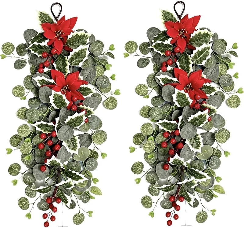 Marke: Generisch Weihnachtsgirlande in Tropfenform, 2 Stück, Weihnachtsstern — Weihnachtsdeko