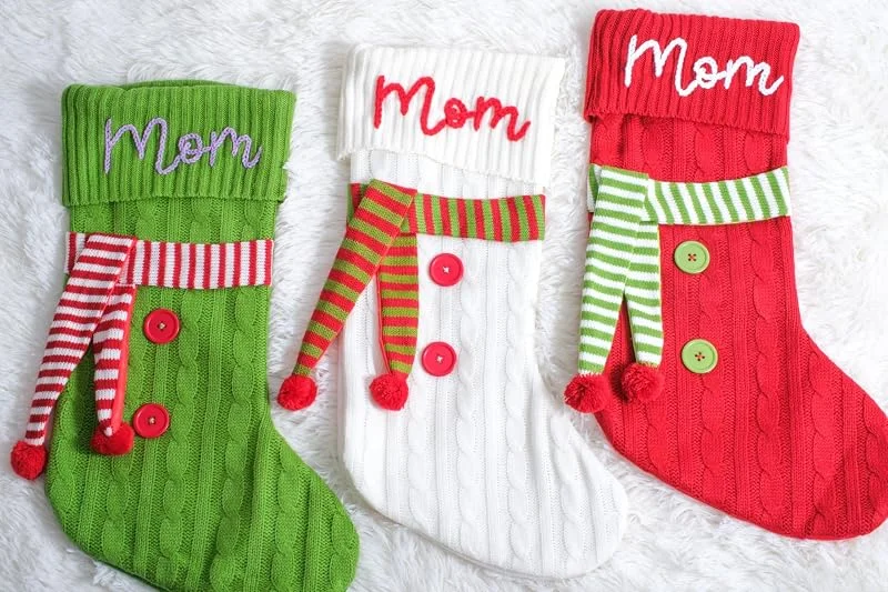 Marke: GELLEDI Personalisierbare Weihnachtsstrumpfhose mit besticktem Namen, großer Schal 45, 7 cm, Weihnachtsstrumpf für Kinder, Familiensocken — Weihnachtsmode