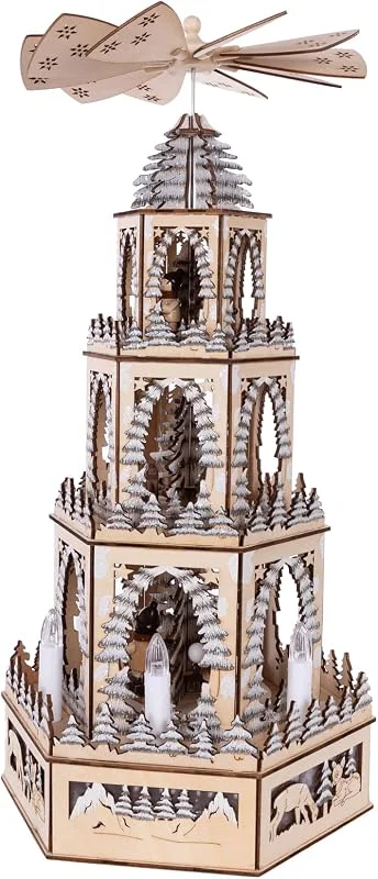Besuche den Wohnando-Store Elektrische Weihnachtspyramide aus Holz - Adventskarussell — Weihnachtsdeko