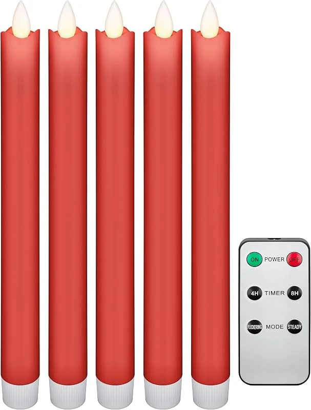 Besuche den goobay-Store LED Stabkerzen 5er-Set, Echtwachs, flackernde Flamme, Fernbedienung, Timer — Kerzenlicht Abendessen