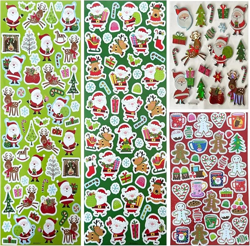 Marke: AKH AKH® Weihnachtsaufkleber, 120 Aufkleber, selbstklebend, Weihnachts-Aufkleber-Set, Kunst und Handwerk für Kinder Erwachsene, für Weihnachtskartenherstellung, Basteln, Scrapbooking, Geschenk — Geschenkverpackung