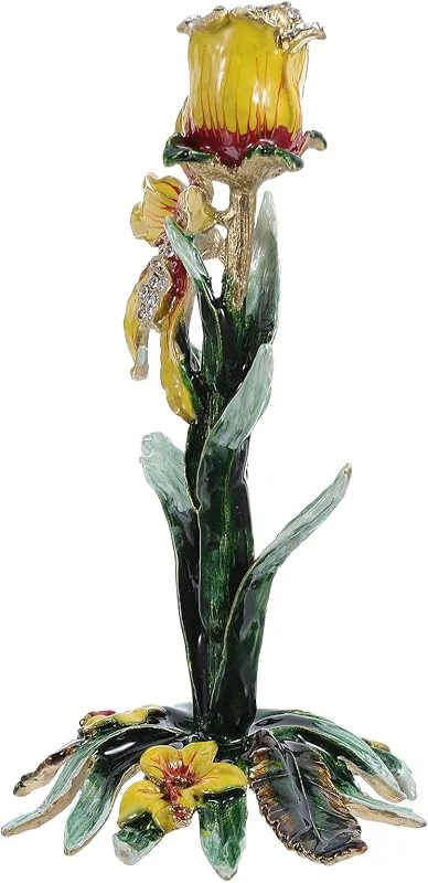 Marke: BESTOYARD Metallener Kandelaber Kerzenhalter mit Emaille Orchideenblüten — Kerzenlicht Abendessen