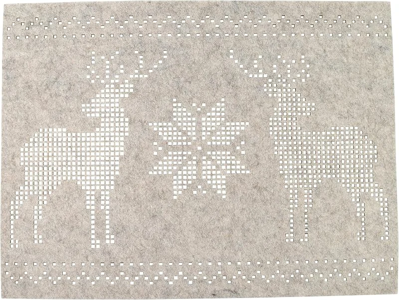 Besuche den CHICCIE-Store 2 Set Platzset Hirsch Beige Filz 40cm - Tischset Unterlage Platzdeckchen — Küche & Haushalt