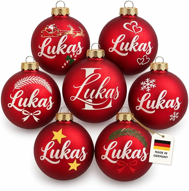 Marke: Gedikum Gedikum Weihnachtskugel personalisiert mit Namen, Glas, 6, 8, 10 cm, 1 Stück — Weihnachtsdeko