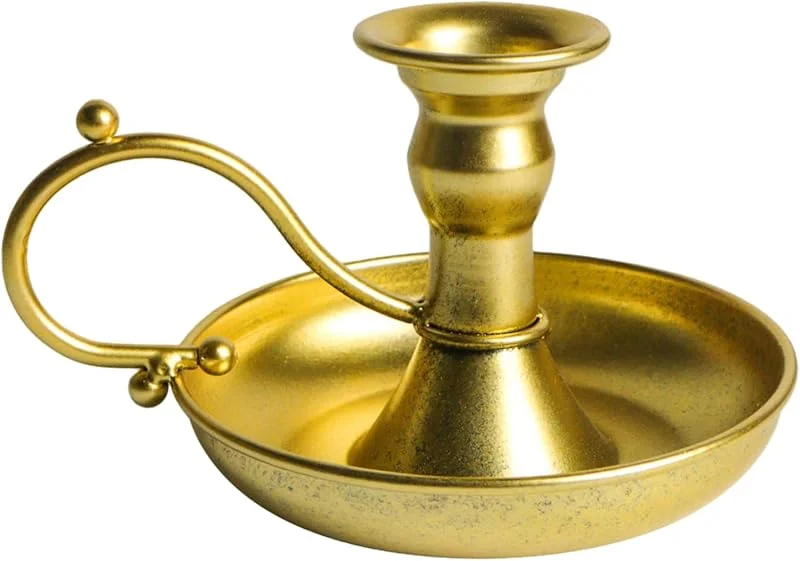 Marke: Hbbgdiy Vintage-Kerzenhalter, Kupfer-Kerzenständer mit Griff, 15, 2 x 10, 2 cm, goldene Heimdekoration, Kerzenständer für Tischdekoration, Hochzeit, Esszimmer, Schlafzimmer, Dekoration — Kerzenlicht Abendessen