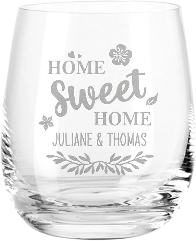 Besuche den GRAVURZEILE-Store GRAVURZEILE Leonardo Tivoli Teelicht Glas - Home Sweet Home Design - graviert mit Wunschnamen - Geschenk zur Hochzeit, Verlobung, Jahrestag, Geburtstag & Valentinstag — Wein und Festtafel