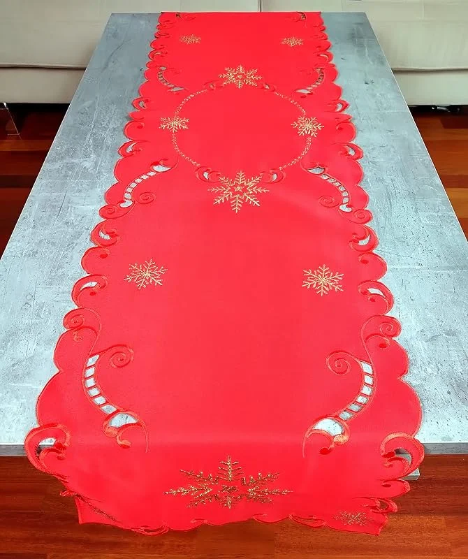 Besuche den FKL DESIGN Home Deco-Store FKL DESIGN Home Deco Tischläufer Weihnachten - Weihnachtstischläufer - Leinenoptik Läufer Weihnachtsdeko - Tischband Design - Weihnachtliche Tischdekoration - Muster 8 - 85x85 cm — Küche & Haushalt