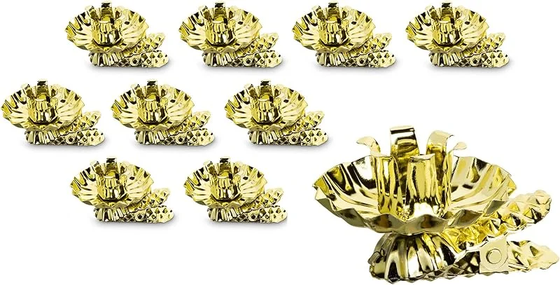 Besuche den Idena-Store Idena 31893 - Baumkerzenhalter für den Weihnachtsbaum, 10 Stück in Gold, Vintage Kerzenhalter aus Metall, mit Clip für Äste bis 1, 5 cm Dicke — Kerzenlicht Abendessen