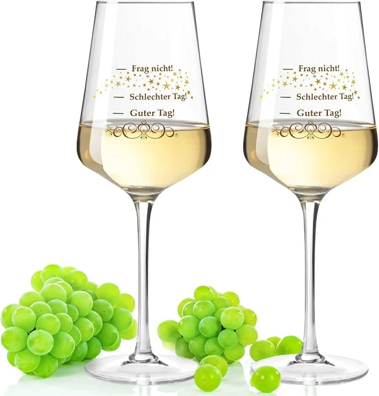 Besuche den GRAVURZEILE-Store GRAVURZEILE Weingläser - Schlechter Tag, Guter Tag, Frag nicht! - Lustiges Geschenk - Geschenk zum Geburtstag & für Weingenießer - Weinglas mit Stimmungsbarometer — Wein und Festtafel