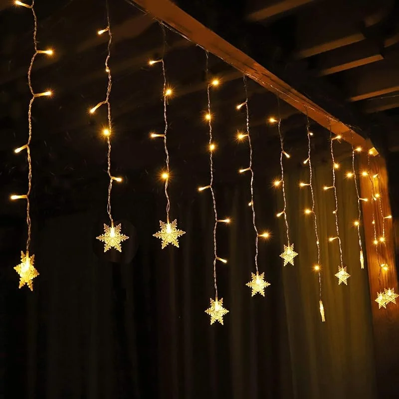 Besuche den SALCAR-Store SALCAR 108er LED Schneeflocke Lichtervorhang Innen, 3M 18er Schneeflocken Lichterkette Außen, LED Weihnachtsdeko Fenster mit 9 Modi und Speicherfunktion, Warmweiß — Weihnachtsbeleuchtung