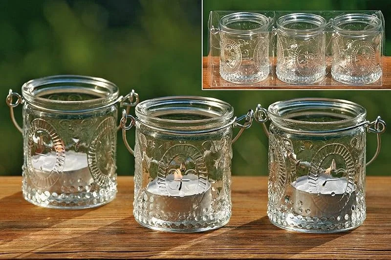 Marke: dekoria Windlichter, Teelichthalter Country 3er-Set aus Glas zum Aufhängen, Ø ca. 6 cm — Kerzenlicht Abendessen