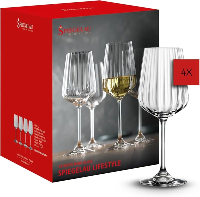 Besuche den Spiegelau-Store Spiegelau Weißweingläser 4er Set, 440 ml, LifeStyle, 4450172, Weinglas aus Kristallglas, spülmaschinenfest, Klar — Wein und Festtafel