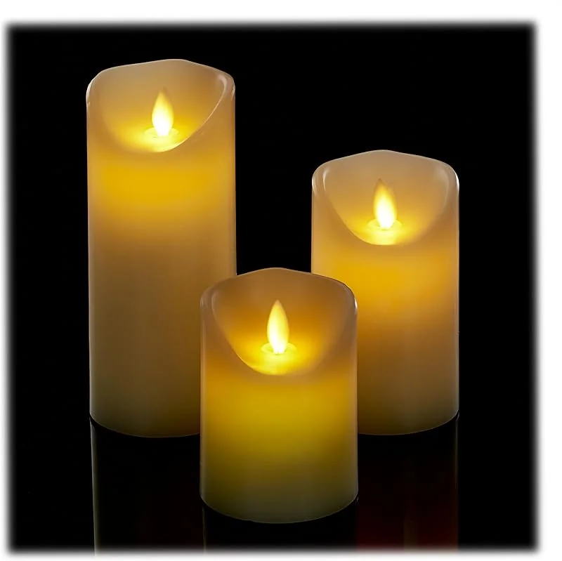 Besuche den Relaxdays-Store Relaxdays LED Kerzen, 3er Set, mit Timerfunktion & beweglicher Flamme, flammenlose Kerzenlichter, elektronisch, Creme — Kerzenlicht Abendessen
