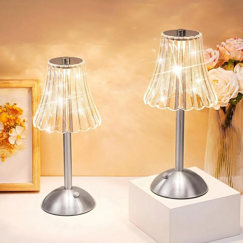 Marke: Liliful Liliful 6 Stück schnurlose Tischlampe LED Touch, Silber, Rosen-Stil — Kerzenlicht Abendessen