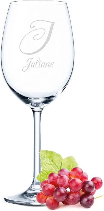 Besuche den GRAVURZEILE-Store GRAVURZEILE Weinglas mit Gravur - Buchstabe - Personalisiert mit Initial & Name - Geburtstagsgeschenk für Männer & Frauen - Geeignet als Rotweingläser Weißweingläser — Wein und Festtafel