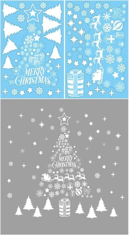 Marke: BABESA Xmas Fensterdekorationen, Weihnachtsaufkleber, Weihnachtsfensteraufkleber Weihnachtswandaufkleber Weihnachtsbaum Fensterspiegelaufkleber Frohe Weihnachten Dekor for Zuhause Geschenk Frohes Neues Jahr (C — Geschenkverpackung