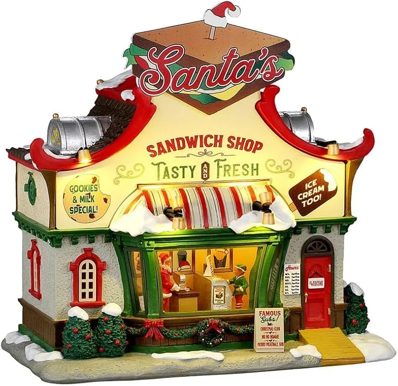 Marke: Lemax Lemax, Santa's Sandwich Shop Beleuchtete Gebäude #65570 — Weihnachtsdeko