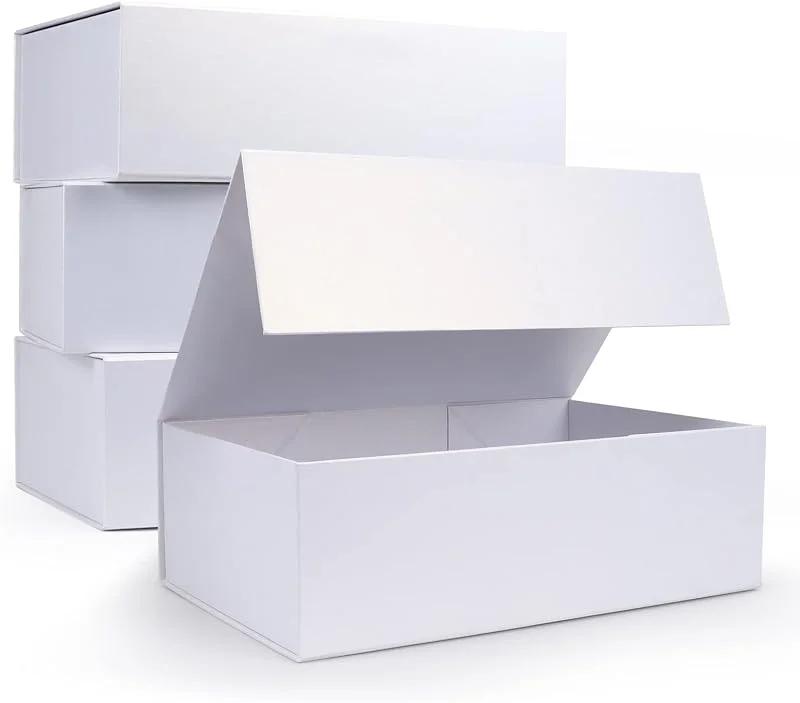 Besuche den Giftgarden-Store Giftgarden 4 Stück 30.5x20.3x10.2 cm weiße Geschenkboxen mit magnetischen Deckeln, große faltbare Geschenkbox, Magnetbox für Geschenke, Valentinstag, Geburtstag, Hochzeit, Trauzeugen, Antragsbox — Geschenkverpackung
