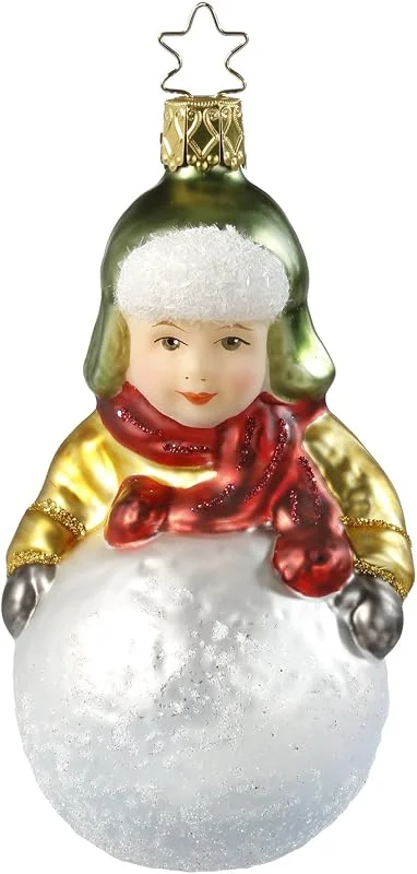 Besuche den Inge-glas-Store Christbaumschmuck Glas 11cm Junge mit Schneeball mundgeblasen handbemalt Weihnachtskugeln bunt — Weihnachtsdeko