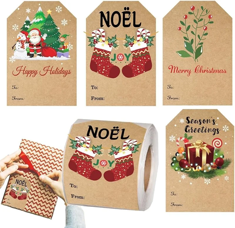 Marke: Generisch Weihnachtsetiketten-Aufkleber, festliche Weihnachtsaufkleber — Geschenkverpackung