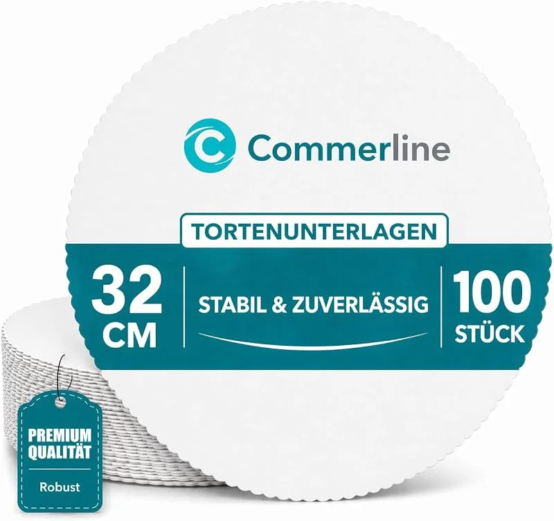 Besuche den Commerline-Store Commerline Tortenunterlagen 32 cm, 100 Stück, Tortenplatte aus Pappe, Rund — Weihnachtskueche