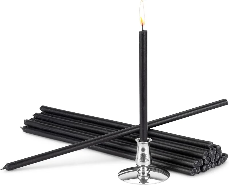 Besuche den NKlaus-Store NKlaus - Kerzenhalter + Ritualkerzen schwarz Tropffrei L 24cm Premium — Kerzenlicht Abendessen