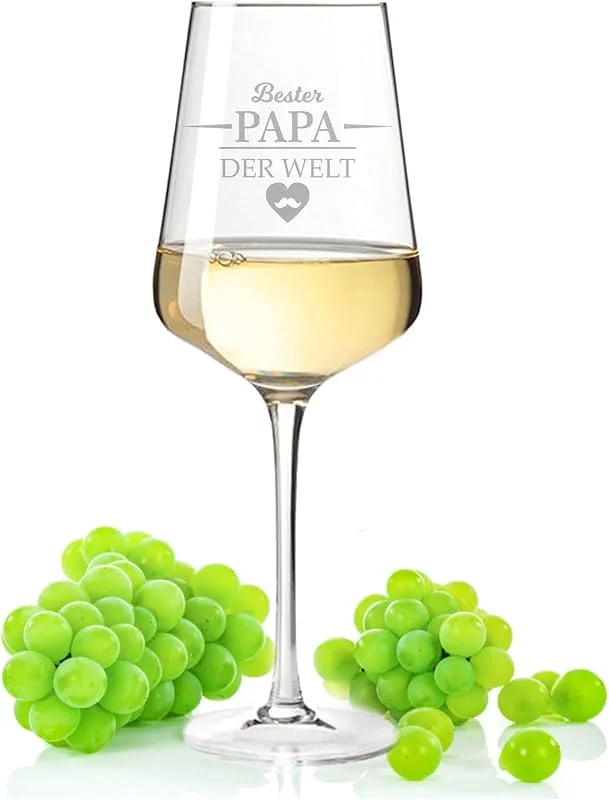 Besuche den GRAVURZEILE-Store GRAVURZEILE Weißweinglas Mit Gravur - Bester Papa Der Welt - Geschenk Zum Vatertag, Geburtstag Oder Weihnachten — Wein und Festtafel