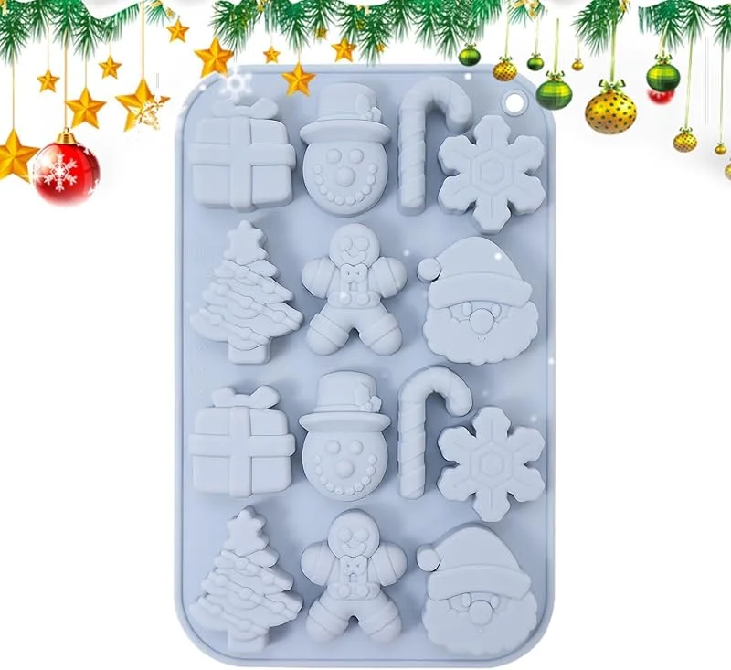 Marke: Generisch Weihnachts-Schokoladenformen, wiederverwendbar, 14 Mulden — Weihnachtskueche