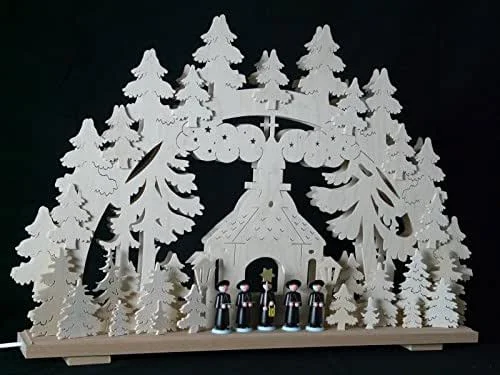 Besuche den Rudolphs Schatzkiste-Store Rudolphs Schatzkiste Schwibbogen mit der Seiffener Kirche Kurrende und Beleuchtung BxHxT 70x43x7cm NEU Lichterbogen Fensterbogen Spitzbogen Erzgebirge Seiffen Weihnachten Licht Holz Dekoration — Weihnachtsdeko