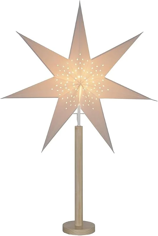 Besuche den Star Trading-Store Stehlampe Weihnachtsstern Elice von Star Trading, 3D Papierstern Weihnachten mit Holz-Fuß in Natur, Dekostern Stehleuchte mit Kabelschalter, E14, Höhe: 85 cm — Weihnachtsdeko