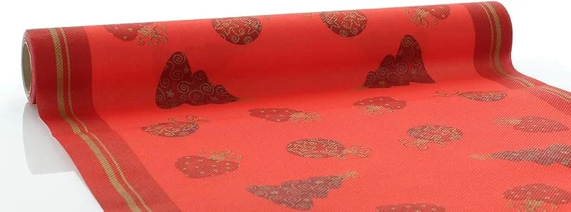 Marke: Sovie Home Tischläufer Tiffany Rot aus Linclass® Airlaid, Weihnachtstischläufer stoffähnlich winterlich, ideal für Winterfeiern, Advent & Weihnachten, 40cm x 4, 80m, 1 Stück — Küche & Haushalt