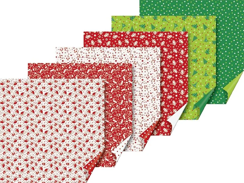 Marke: Heyda Heyda 204875578 Faltblätter-Set „Niko & Tanne“ 15 x 15 cm, 30 Blatt (6 Motive À 5 Blatt) — Geschenkverpackung