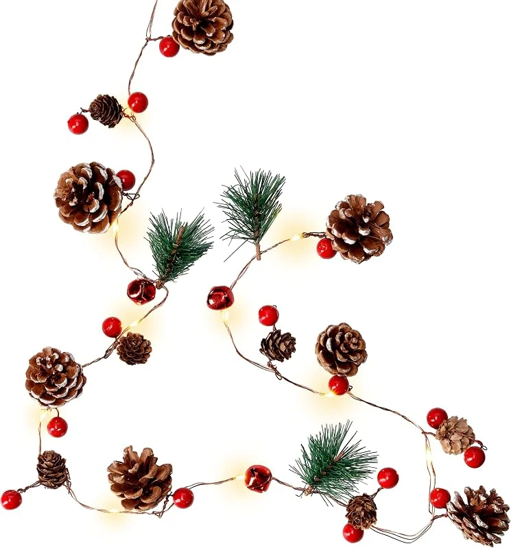 Besuche den goobay-Store LED Lichterkette 20 LEDs, Tannenzapfen & Beeren, Timer, 3000 K, Batterie — Weihnachtsbeleuchtung