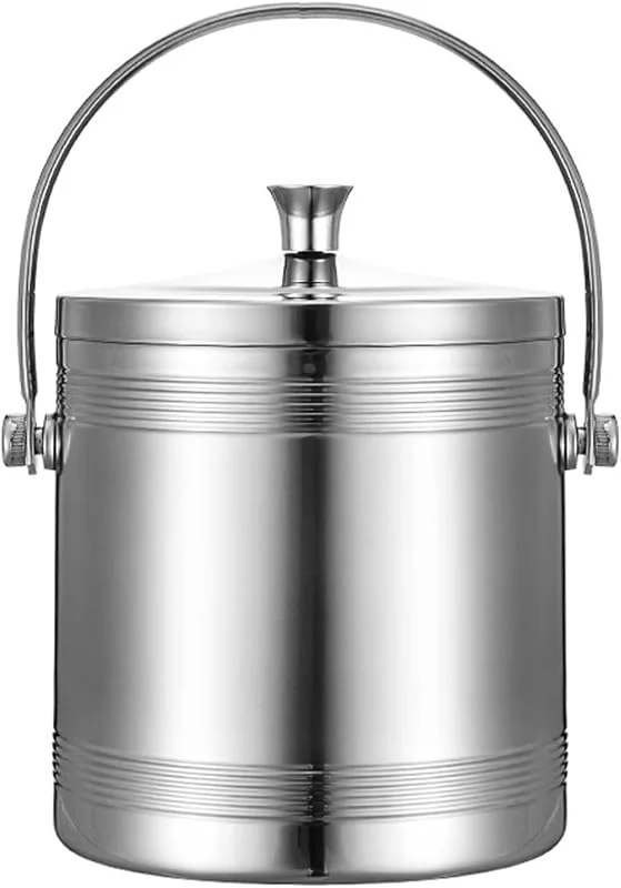 Marke: NexaGeniX sektkübel Eiskübel aus Edelstahl, doppelwandiger Eiskübel mit Deckel, metallisolierter Eiskübel for Cocktailbar, Wein, Hausbar-Zubehör, Partys, Champagnerkübel eiskübel(1L) — Küche & Haushalt