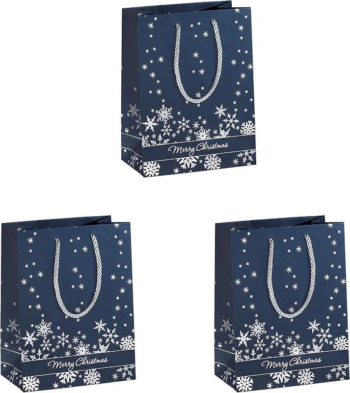 Besuche den Sigel-Store SIGEL Premium Geschenktüten Silver Snowflakes 17, 5 x 23 cm 3er Set — Geschenkverpackung
