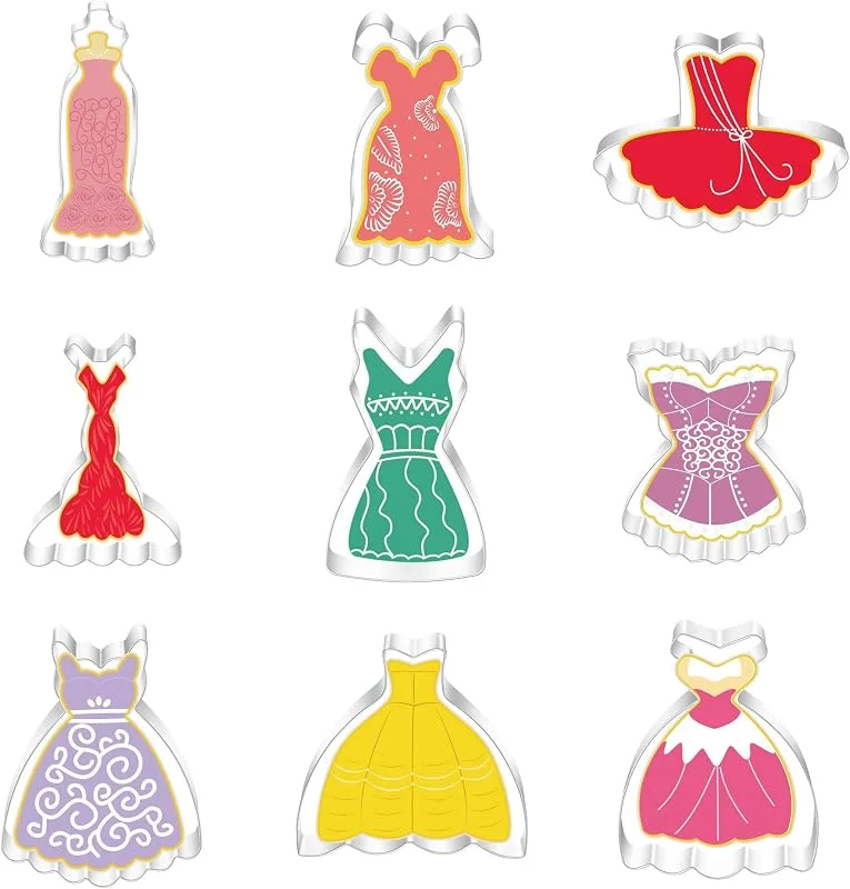 Marke: Belons 9 Stück Kleid Ausstechformen Set, Brautkleider Kleidung Abendkleid Ausstecher Plätzchenformen für Keks, Fondant, Gebäck, Glasur, Tortendeko, Kuchendeko, aus Edelstahl — Weihnachtskueche