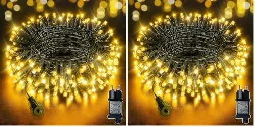 Besuche den Soagrc-Store Lichterkette Außen Wetterfest, 2x100 LED (2 Packungen) 8 Modi Warmes Funkelndes Lichterketten für Raumdekoration, Ideal für Weihnachtsbäume, Hochzeiten und Partys — Weihnachtsbeleuchtung